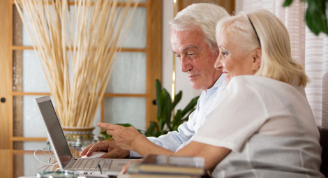Couple using computer